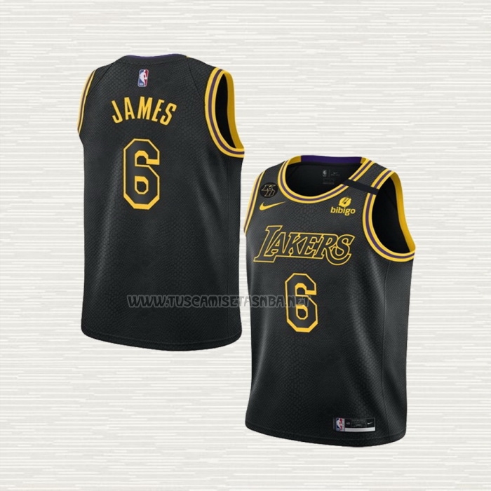 Camiseta LeBron James NO 6 Nino Los Angeles Lakers Mamba 2021-22 Negro